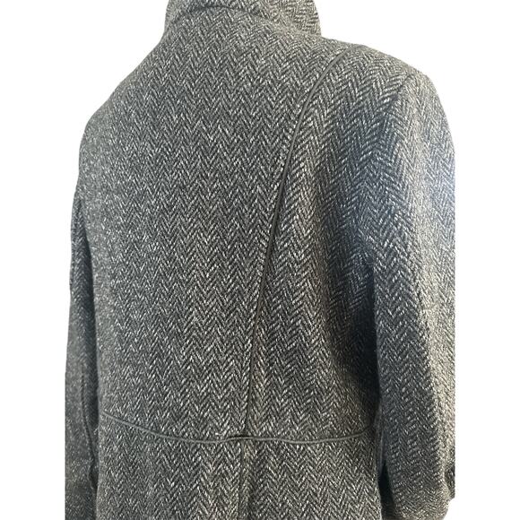 Vince Camuto Tweed Wool Gray/Black Peacoat Women's L Double-Breasted Outerwear - Picture 11 of 13